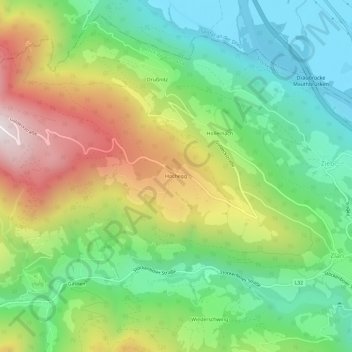 Topografische Karte Hochegg, Höhe, Relief