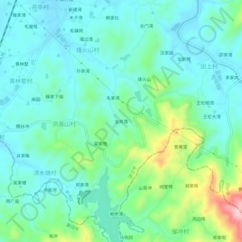 Topografische Karte 龙井湾, Höhe, Relief
