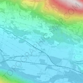 Topografische Karte Steindorf, Höhe, Relief