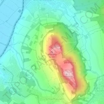 Topografische Karte Walberla, Höhe, Relief