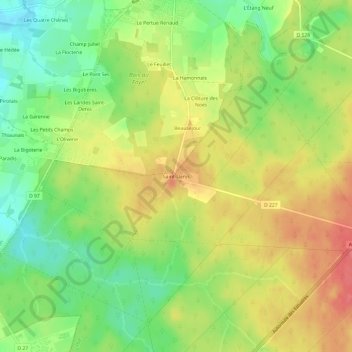 Topografische Karte Saint-Denis, Höhe, Relief