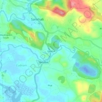 Topografische Karte Guvthal, Höhe, Relief