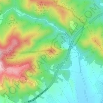 Topografische Karte Montpalau, Höhe, Relief