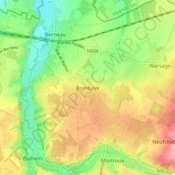 Topografische Karte Bombaye, Höhe, Relief