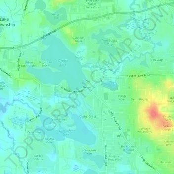 Topografische Karte Oxbow, Höhe, Relief