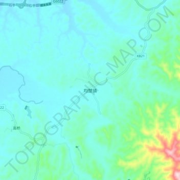 Topografische Karte 均楚镇, Höhe, Relief