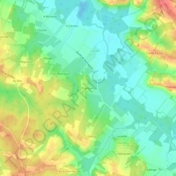 Topografische Karte Peyroutin, Höhe, Relief