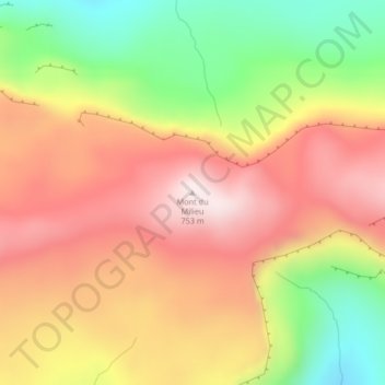 Topografische Karte Mont du Milieu, Höhe, Relief