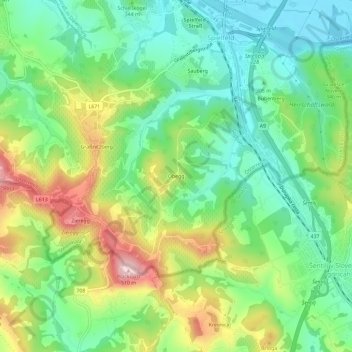 Topografische Karte Obegg, Höhe, Relief