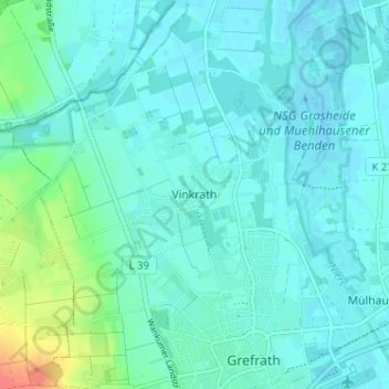 Topografische Karte Vinkrath, Höhe, Relief