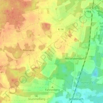 Topografische Karte Wüsthof, Höhe, Relief