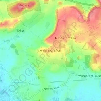 Topografische Karte Ardens Grafton, Höhe, Relief