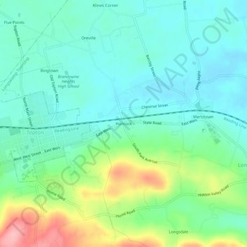Topografische Karte Hancock, Höhe, Relief