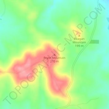 Topografische Karte Pryor Mountain, Höhe, Relief
