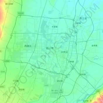 Topografische Karte 金凤区, Höhe, Relief