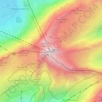 Topografische Karte Säntis, Höhe, Relief