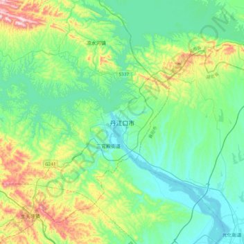 Topografische Karte 丹江口市, Höhe, Relief