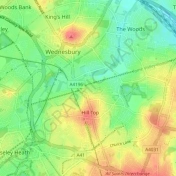 Topografische Karte Balls Hill, Höhe, Relief