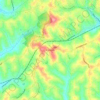 Topografische Karte Munntown, Höhe, Relief