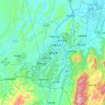 Topografische Karte 郴州市, Höhe, Relief