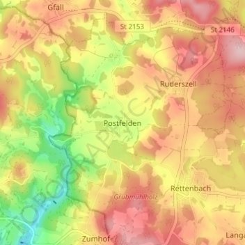Topografische Karte Postfelden, Höhe, Relief