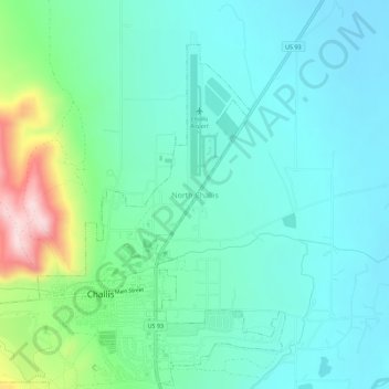Topografische Karte North Challis, Höhe, Relief
