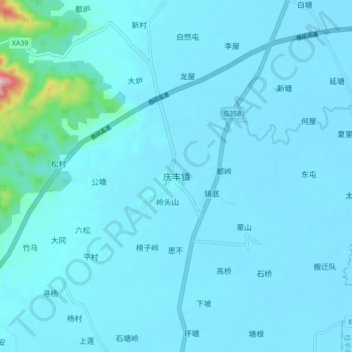 Topografische Karte 庆丰镇, Höhe, Relief