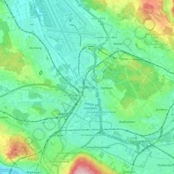Topografische Karte Glattbrugg, Höhe, Relief