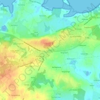 Topografische Karte La Corderie, Höhe, Relief