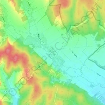 Topografische Karte Motvarjevci / Szentlászló, Höhe, Relief