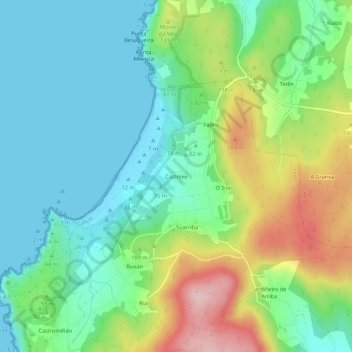 Topografische Karte Castrexe, Höhe, Relief
