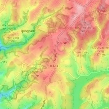 Topografische Karte Herweg, Höhe, Relief