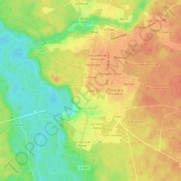 Topografische Karte Suzon, Höhe, Relief