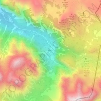 Topografische Karte Pederü, Höhe, Relief