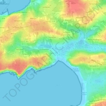 Topografische Karte Kerloc'h, Höhe, Relief