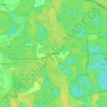 Topografische Karte Wodnica, Höhe, Relief