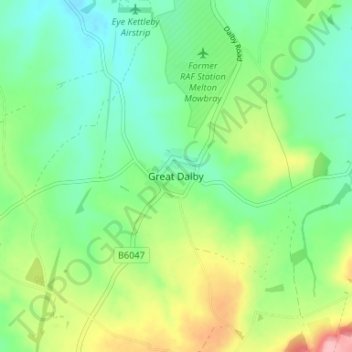 Topografische Karte Great Dalby, Höhe, Relief
