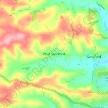 Topografische Karte West Sandford, Höhe, Relief