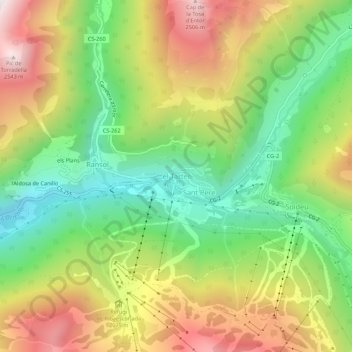 Topografische Karte el Tarter, Höhe, Relief