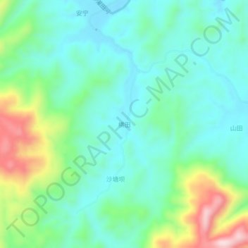 Topografische Karte 横田, Höhe, Relief