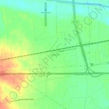 Topografische Karte Glidden, Höhe, Relief