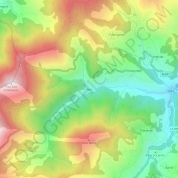 Topografische Karte Vejo, Höhe, Relief