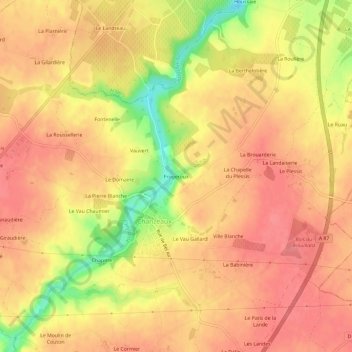 Topografische Karte Frogeroux, Höhe, Relief
