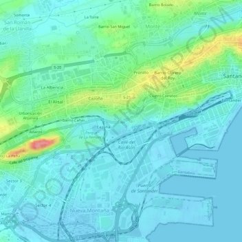 Topografische Karte Cajo, Höhe, Relief