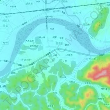 Topografische Karte 山背, Höhe, Relief