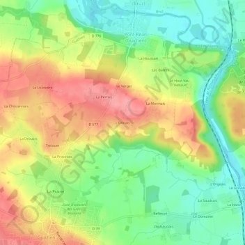 Topografische Karte L'Orinais, Höhe, Relief