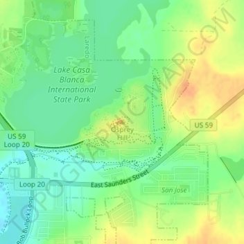 Topografische Karte Osprey Hill, Höhe, Relief