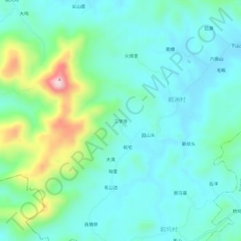 Topografische Karte 三学寺, Höhe, Relief