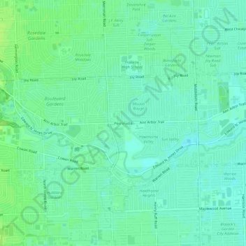 Topografische Karte Perrinville, Höhe, Relief