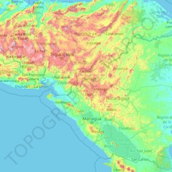 Topografische Karte Estelí, Höhe, Relief